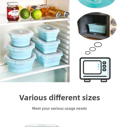 Silicone Pre-Meal Box Foldable Foldable food storage box container with air tight snap top cover