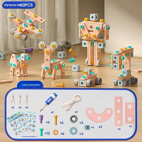 DIY Montessori Educational Toys for Children: Hippo Tool Assembly Set with Electric Drill Early Learning Building Kit