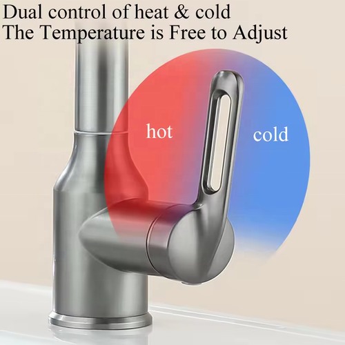 Hot sale matte gray bathroom faucet rain waterfall basin faucet deck hidden hot and cold mixer sink faucet