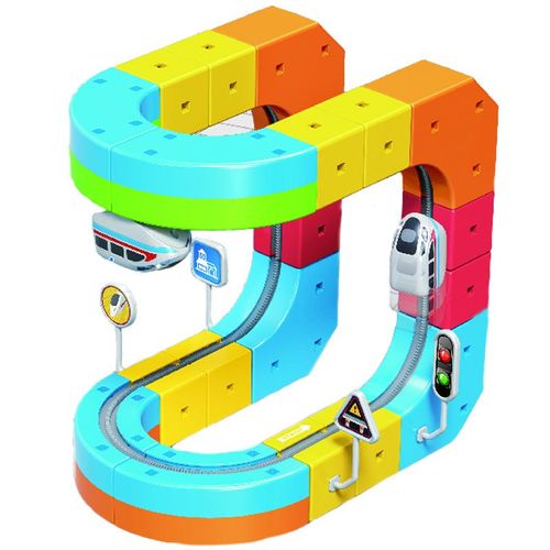 Magic magnetic building block track magnetic changeable roller coaster anti-gravity electric track small train assembly toy set