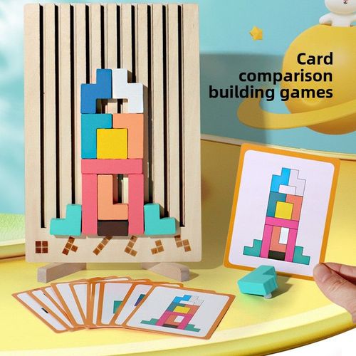 Tetris Wooden Building Blocks Baby 3D Cubic Puzzle Children's Educational Wooden Toy