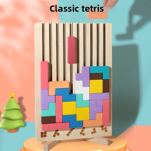 Tetris Wooden Building Blocks Baby 3D Cubic Puzzle Children's Educational Wooden Toy