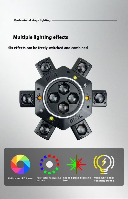 6 Arm Bee Eye DJ  Strobe Disco Stage Light 150W RGBW Laser Party Light Wedding Theme Park Remote Control Beam Moving Head