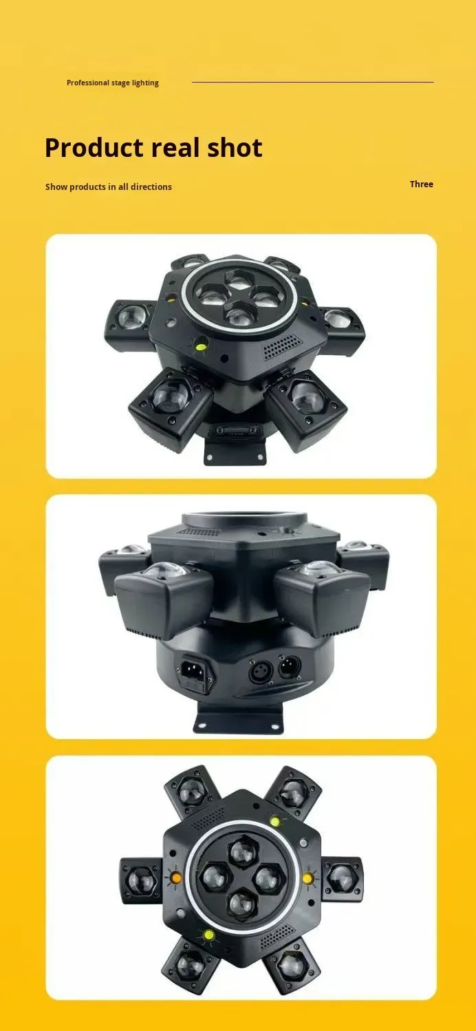 6 Arm Bee Eye DJ  Strobe Disco Stage Light 150W RGBW Laser Party Light Wedding Theme Park Remote Control Beam Moving Head