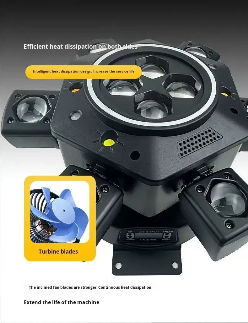 6 Arm Bee Eye DJ  Strobe Disco Stage Light 150W RGBW Laser Party Light Wedding Theme Park Remote Control Beam Moving Head