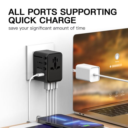 35W Fast Charger Universal Travel Adapter Multi-Socket Travel Plug Adapter International Plug