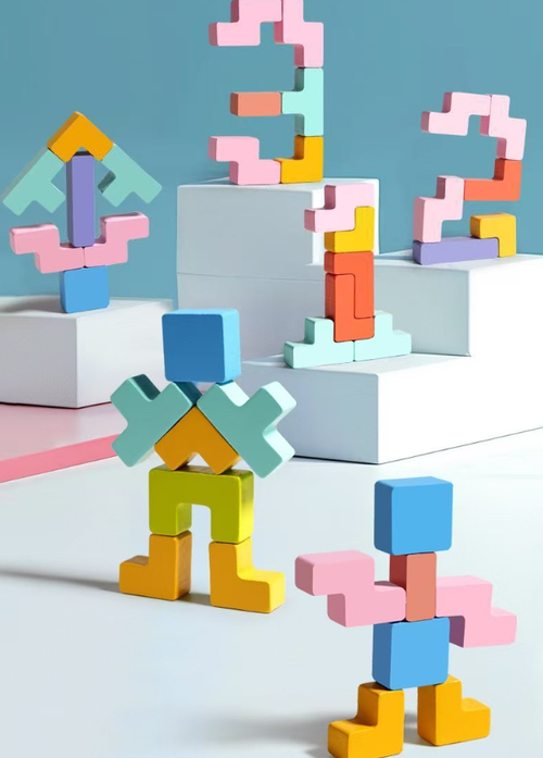 3D Russian Building Blocks Thinking Training Tangram Puzzle Toy Wooden Puzzle