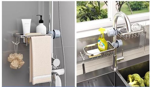 kitchen faucet storage rack