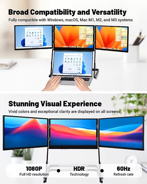 Portable 3-fold laptop screen