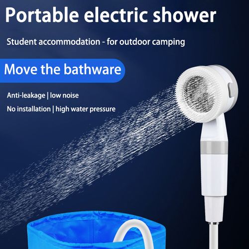 Carry around the portable outdoor shower device for convenient bathing while camping in the dormitory. It is a rechargeable pump water pump for easy water supply.