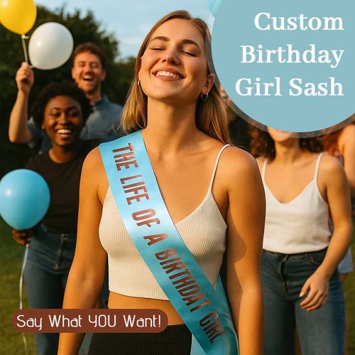 🎀 Custom Birthday Girl Sash – Say What YOU Want! ✨