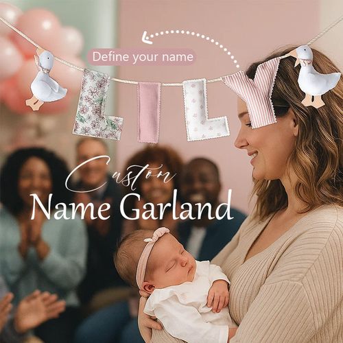 🌸 Custom Name Garland – Handmade Fabric & Felt Nursery Decor