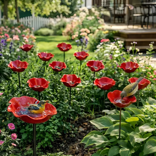 🌸 Everlasting Garden Blooms - Handmade Metal Flower Garden Stake🐦