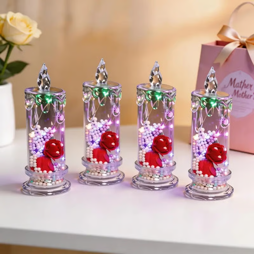 🌹Realistic Rose Candle Lights — Battery-Powered, Smoke-Free LED Roses for Home Decor, Weddings, Parties & Gifts ✨