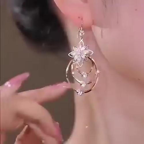 Geometric multi-layered circle flower earrings（Lotus circle）