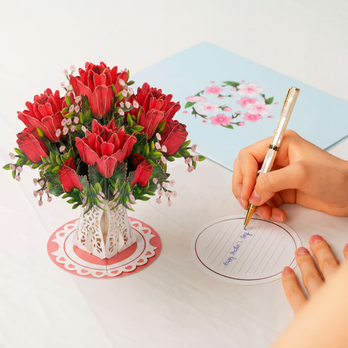 🌸🌸🌸Paper LoveFlower Bouquet Pop-UpCard