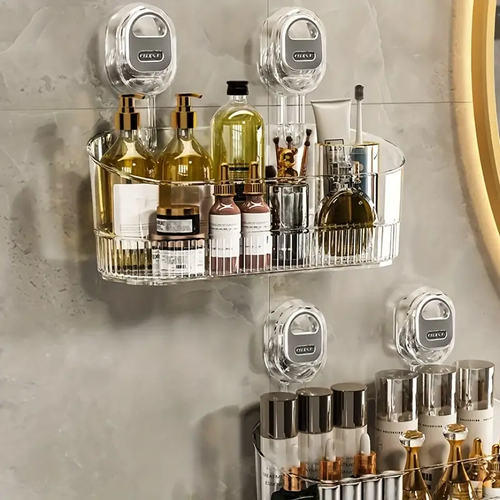 Space-Saving Made Easy! Get clutter-free in seconds with this powerful suction storage Stylish, strong, and drill-free for easy 💪🧼