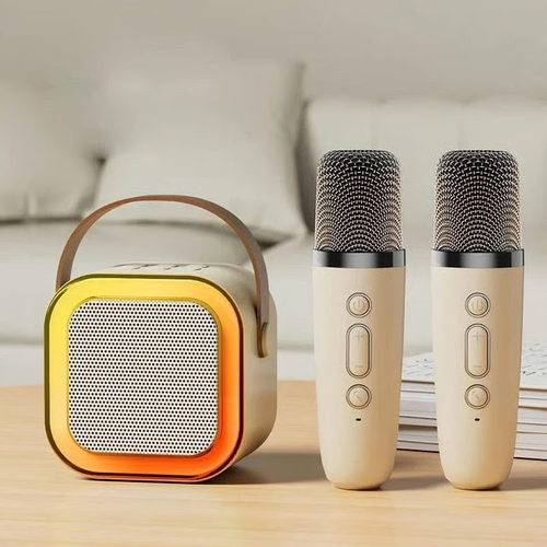 🎤✨Portable Bluetooth Karaoke Speaker with Dual Wireless Microphones - A Must-Have for Home KTVs