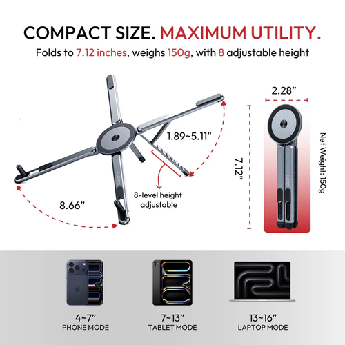 🔥🔥3-in-1 MagLock Stand - Laptop Riser, Phone & Tablet Stand