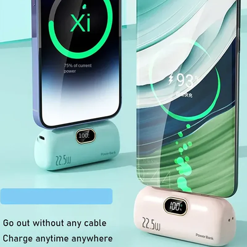 🔋 ⚡5000mAh Mini Portable Charger Power Bank for Phone（Type-C Plug + Apple Cable）