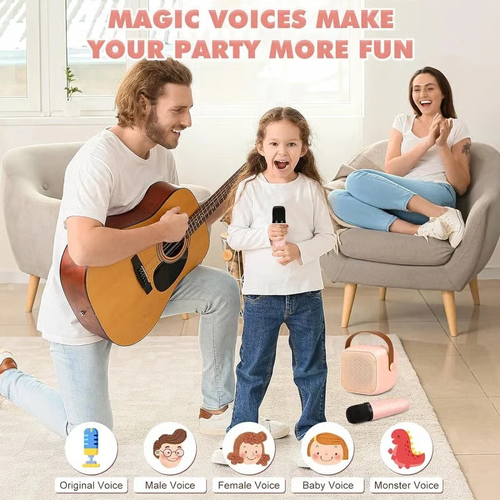 🎤✨Portable Bluetooth Karaoke Speaker with Dual Wireless Microphones - A Must-Have for Home KTVs