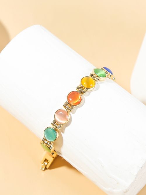 📿📿📿Cat's eye crystal bracelet, simple and stylish gold-plated bracelet