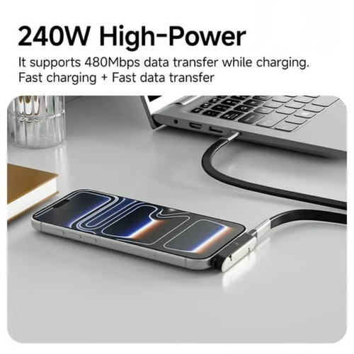 🔥240W SuperCharge 360° Rotating Invisible Stand Detachable 2-in-1 Charging Cable