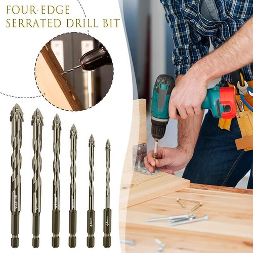 🌟🌟🌟New Four-Flute Sawtooth Eccentric Drill Bit Set(1 Set 6 PCS)