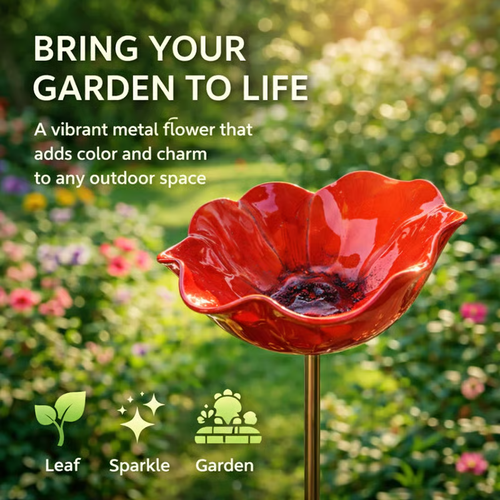 🌸 Everlasting Garden Blooms - Handmade Metal Flower Garden Stake🐦