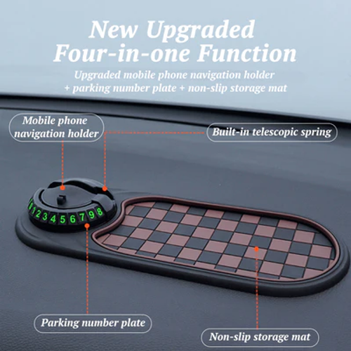 🔥Last Day 50% OFF 🔥 Multifunctional 3-in-1 Parking Number Plate Holder, Creative New Car-Mounted Mobile Phone Center Console Anti-Slip Mat