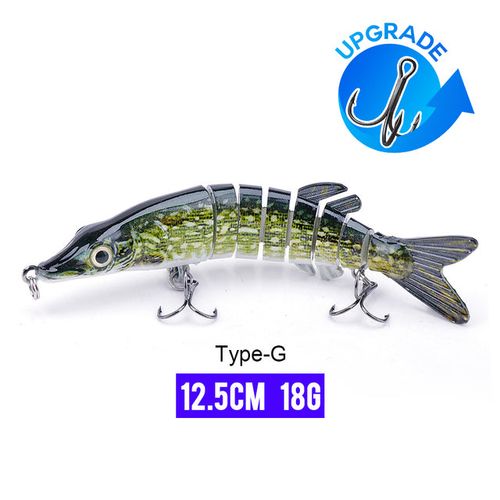 12.5cm 18g Bionic Hard Bait Wobbler Sinking Jointed Swimbait NO.6 Treble Hook 3D Eyes In River Pond Lake For Trout Pike Perch