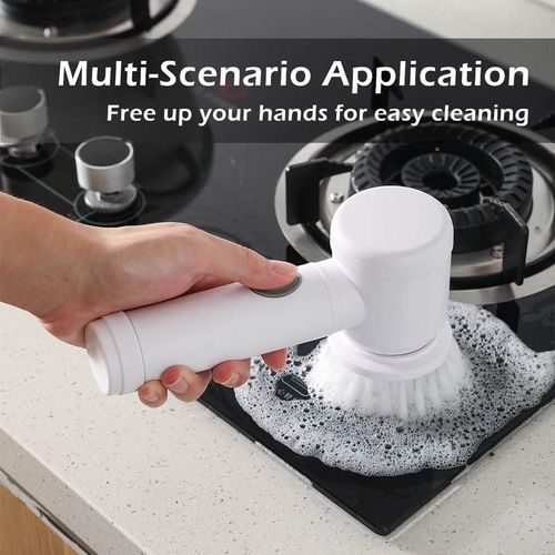 5 in 1 Electric Spin Scrubber for Bathroom Kitchen Tile Grout Deep Cleaning with 5 Brush Heads