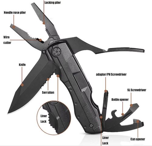 10-in-1 German Steel Tactical Tool - Knife Saw Pliers Bottle Opener All in One