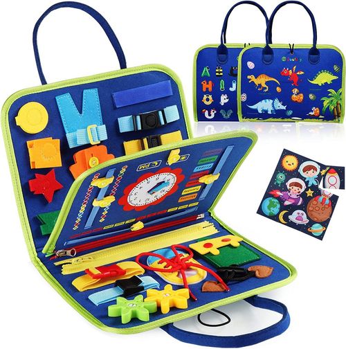 Montessori Busy Board for Kids - Felt Learning Toys with Lacing Counting and Dressing Skills