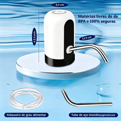 Dispensador de água de garrafa de 5 galões - chaleira de 5 galões bomba de água recarregável USB, sem BPA, mangueira de silicone de grau alimentar, bico de aço inoxidável - bateria recarregável 60-80 dias, cozinha ao ar livre Escritório de campismo Operação simples