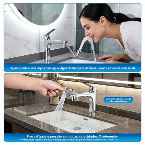 CityDry – Extensor de aerador de torneira rotativo. Kit de atualização fácil de usar, compatível com 95% das torneiras. Controle em todos os ângulos. Extensor de aerador de torneira rotativo, adequado para torneiras de pias de cozinha e banheiro. Inclui acessório para pulverização em 2 modos diferentes.