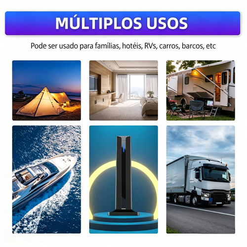 Antena de TV Digital HD, com resolução de 1080P e 4K Ultra HD. Permite recepção de sinal de alta qualidade em ambientes internos, com alcance longo. Ideal para entretenimento doméstico. Suporta canais como NBC, ABC e HSN.