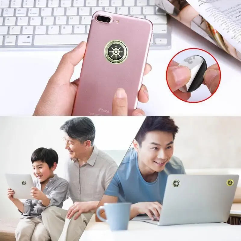 Adesivos para reduzir a emissão de campos eletromagnéticos, adesivos protetores para vários dispositivos. Acabamento prateado elegante, adequado para celulares, laptops e AirPods.
