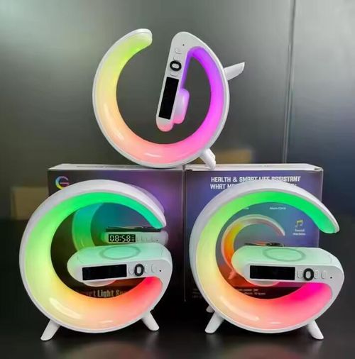 Portable Smart Loudspeaker Enclosure Speakers with Wireless Chargers Music Lights Clock RGB LED Lamp For Outdoor party Gift