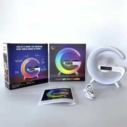 Portable Smart Loudspeaker Enclosure Speakers with Wireless Chargers Music Lights Clock RGB LED Lamp For Outdoor party Gift