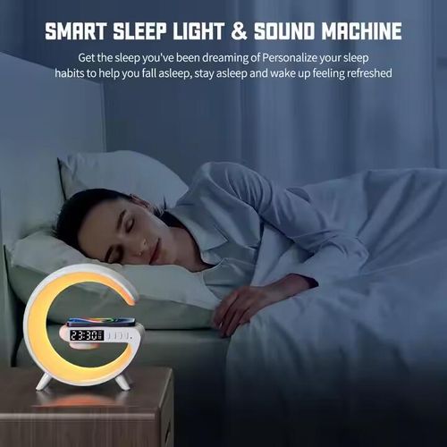 Portable Smart Loudspeaker Enclosure Speakers with Wireless Chargers Music Lights Clock RGB LED Lamp For Outdoor party Gift