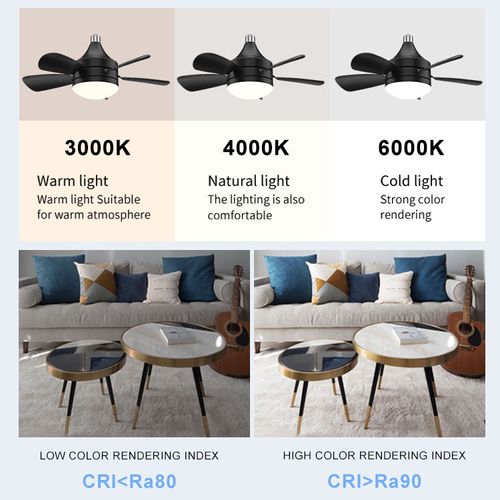 Socket Fan Light,Small Ceiling Fans with Lights and Remote, Dimmable LED Light Bulb Fan with 5 Fan Speeds, Socket Ceiling Fan for Bedroom, Kitchen, Living Room, Closet & Garage (Black)