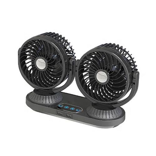 Automatic oscillating head car fan double head strong cooling car with electric fan