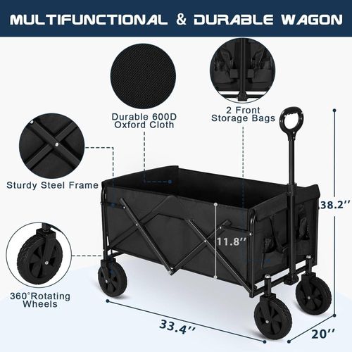 Multifunctional large-capacity folding beach cart outdoor park multifunctional car shopping camping trolley with table