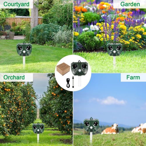 Ultrasonic Mouse Repeller Outdoor Solar Animal Repeller Infrared Sensor Flash Bird Repeller