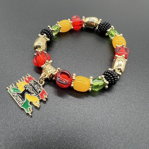New men's and women's accessories black history moon gold acrylic bracelet