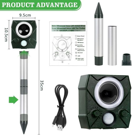 Ultrasonic Mouse Repeller Outdoor Solar Animal Repeller Infrared Sensor Flash Bird Repeller
