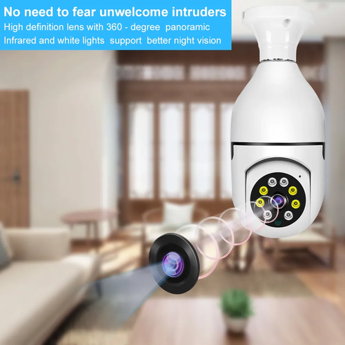 Intelligent 360 panoramic CCTV wireless network camera PTZ bulb camera