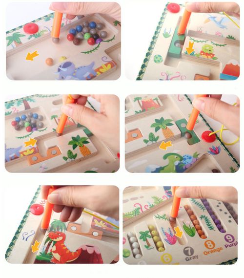 Young children wooden color numbers cognitive classification magnetic organs maze children educational toys