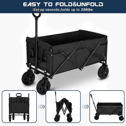 Multifunctional large-capacity folding beach cart outdoor park multifunctional car shopping camping trolley with table